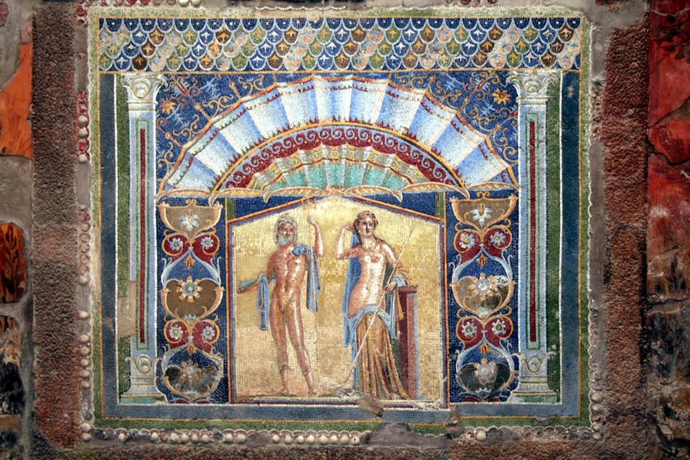 Herculaneum: Mosaik von Neptun und Anfitrite (© Julia Lauberger)