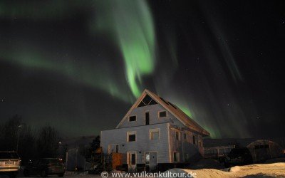 Polarlichter über unserer Pension bei Akureyri