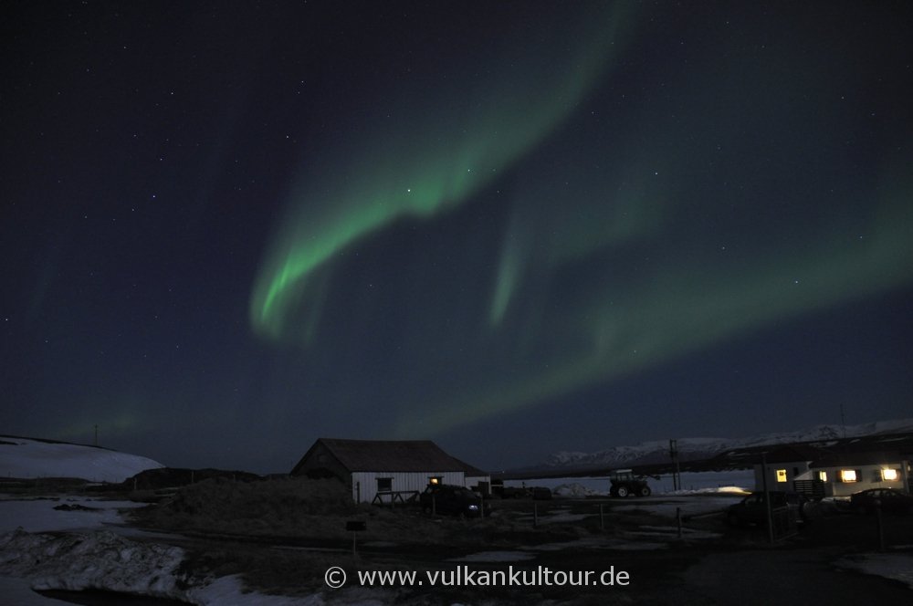 Polarlichter über unserer Pension Hvammsgerði