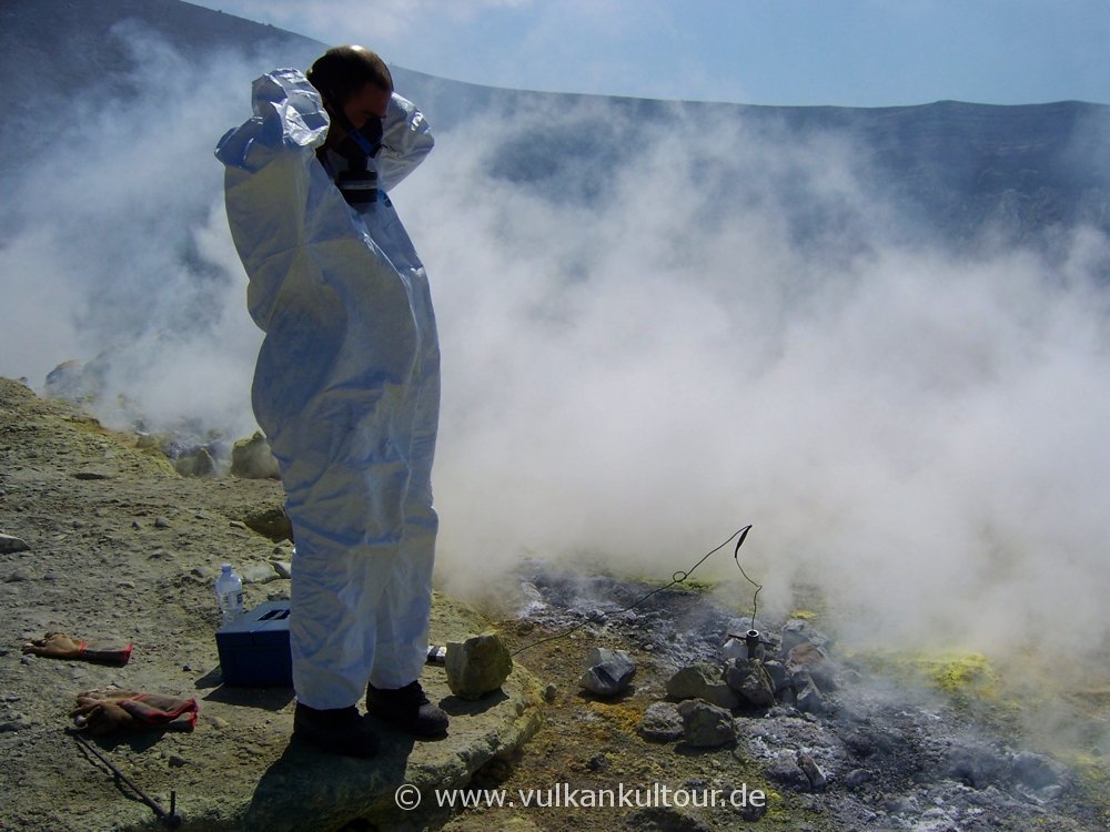 Gasmessungen auf dem Gran Cratere von Vulcano