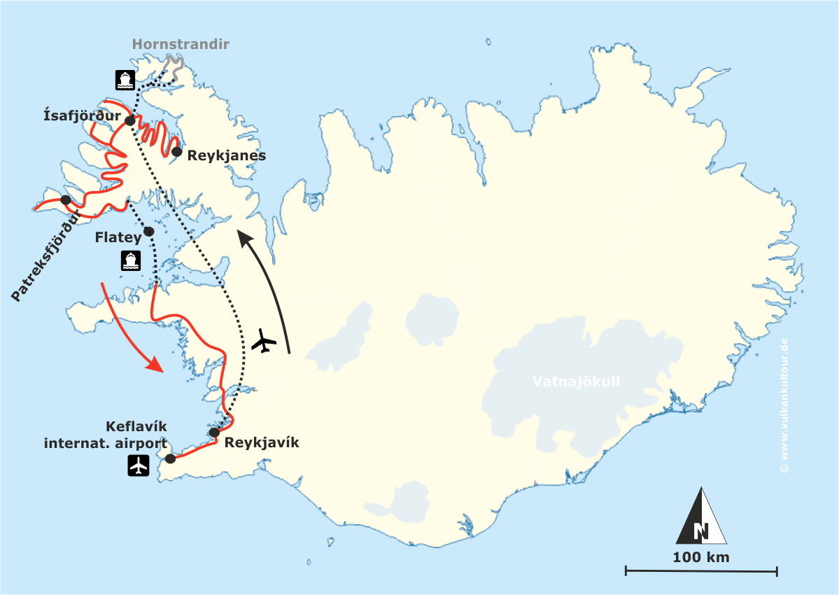 Reiseroute Westfjorde