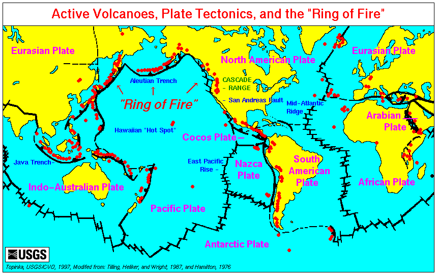 Vulkangebiete weltweit (Bildquelle: Wikimedia Commons)