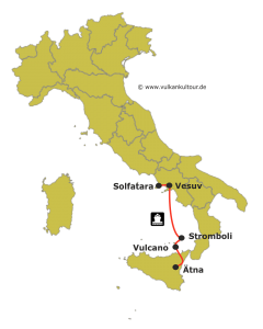 Reiseroute Feuerberge Süditaliens