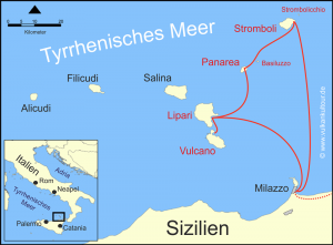 Reiseroute Liparische Inseln (Anreise über Catania)