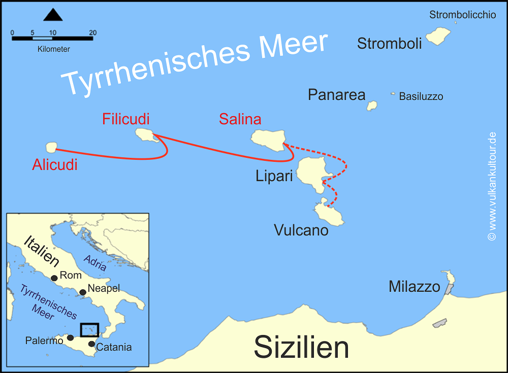 Reiseroute Westliche Äolen