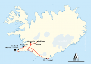 Reiseroute Island im Winter