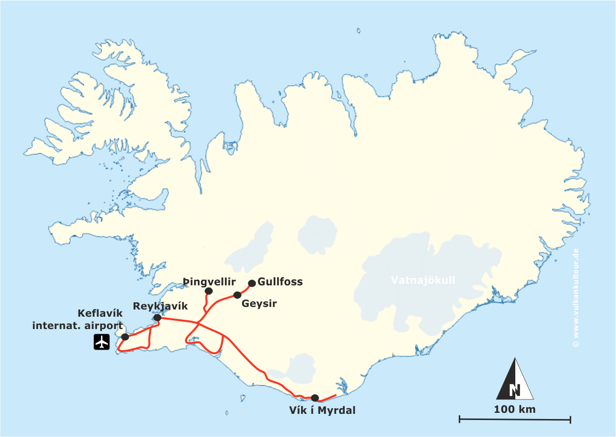 Reiseroute Island im Winter