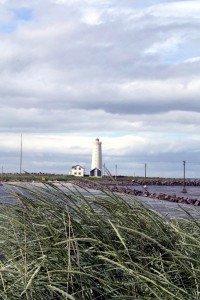 Leuchtturm auf der halbinsel Seltjarnarnes in Reykjavík